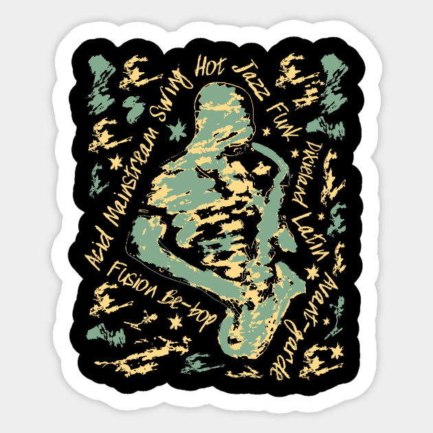 Saxophone Musician With Jazz Genres Creative Style Sticker by jazzworldquest